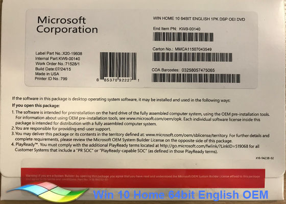 China Ausgangslizenz Windows 10 voller Schlüssel inländischen Produkts Versions-Windows 10/Pro- Software-/Windows 10 des Gewinn-10 des inländischen Produkts Schlüssel- fournisseur