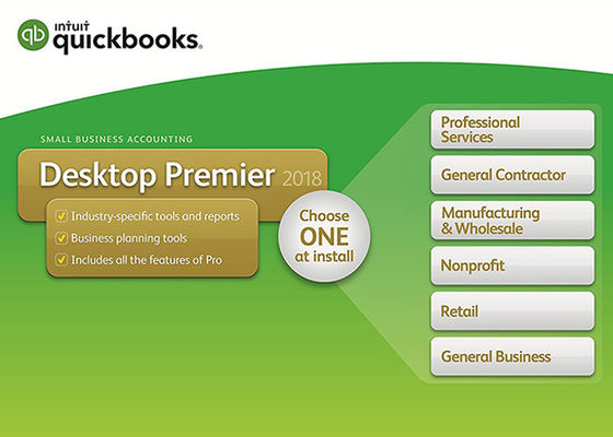 China Echter QuickBooks Tischplattenpremier 2018 mit Industrie-Ausgaben-kleiner Geschäftsbuchhaltungs-Software-1-jähriger Subskription fournisseur