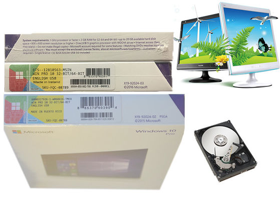 China Haupt-FPP 32/64 Bit USB 3,0 Windows 10 u. Soem-Lizenz-Einzelhandels-ursprünglicher Schlüssel für Computer fournisseur