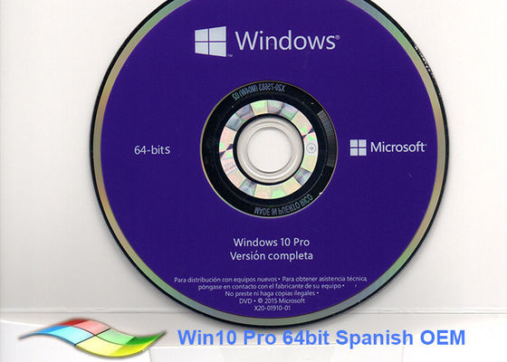China Echte spanische Versions-Windows 10 Pro-Bit 64 Dvd Soem-Aufkleber-Windows 10 fournisseur