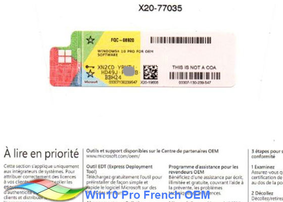 China Französische Versions-Windows 10 Pro-Soem-Aufkleber-Software 64BIT für PC fournisseur